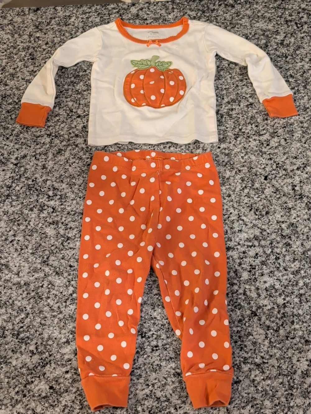 Gymboree Orange and White Pumpkin Pajama Set